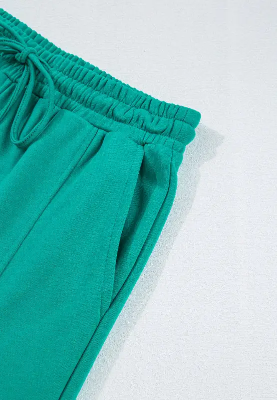 Round Neck Long Sleeve Top And Drawstring Pants Set