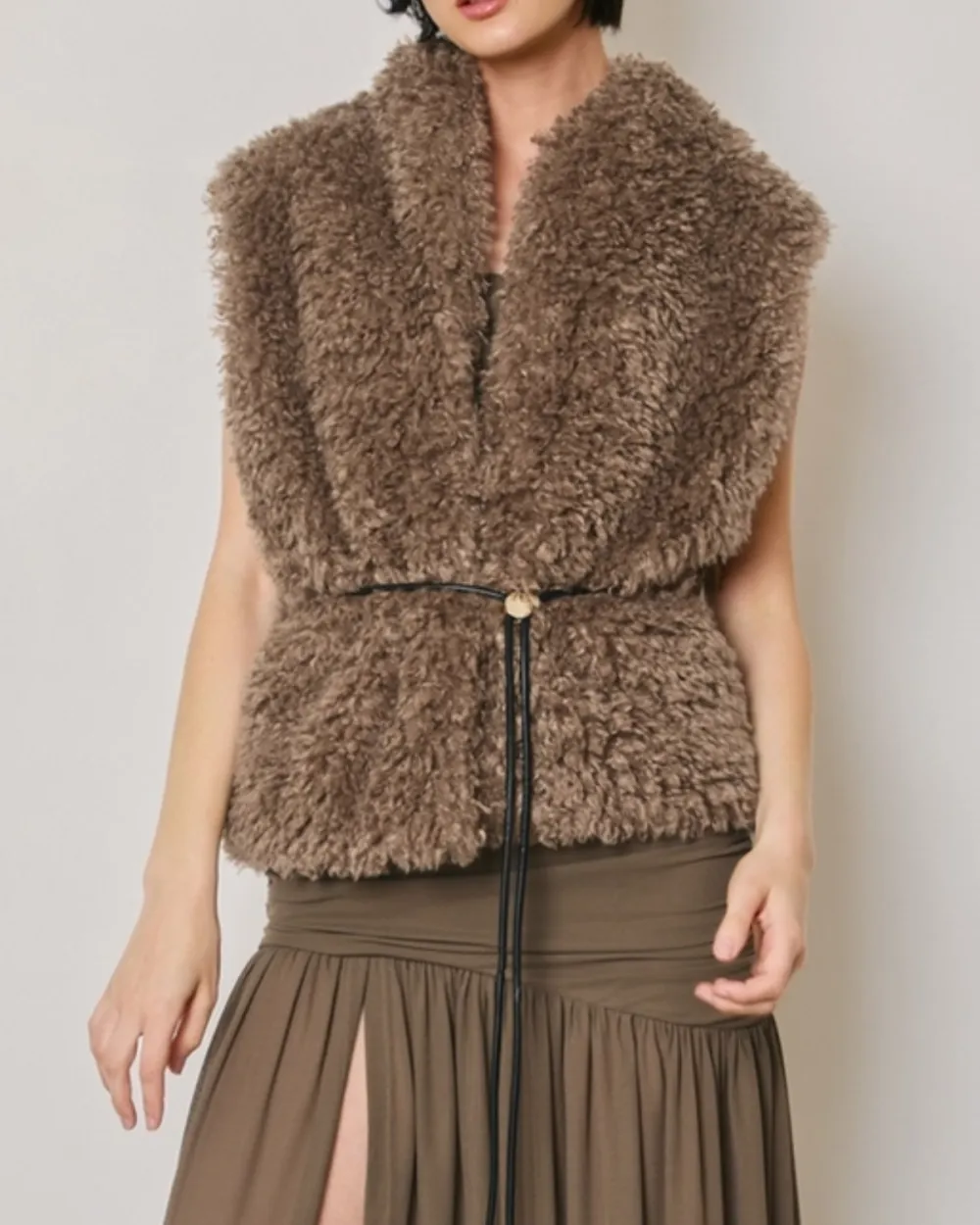 Faux Fur Belted Vest