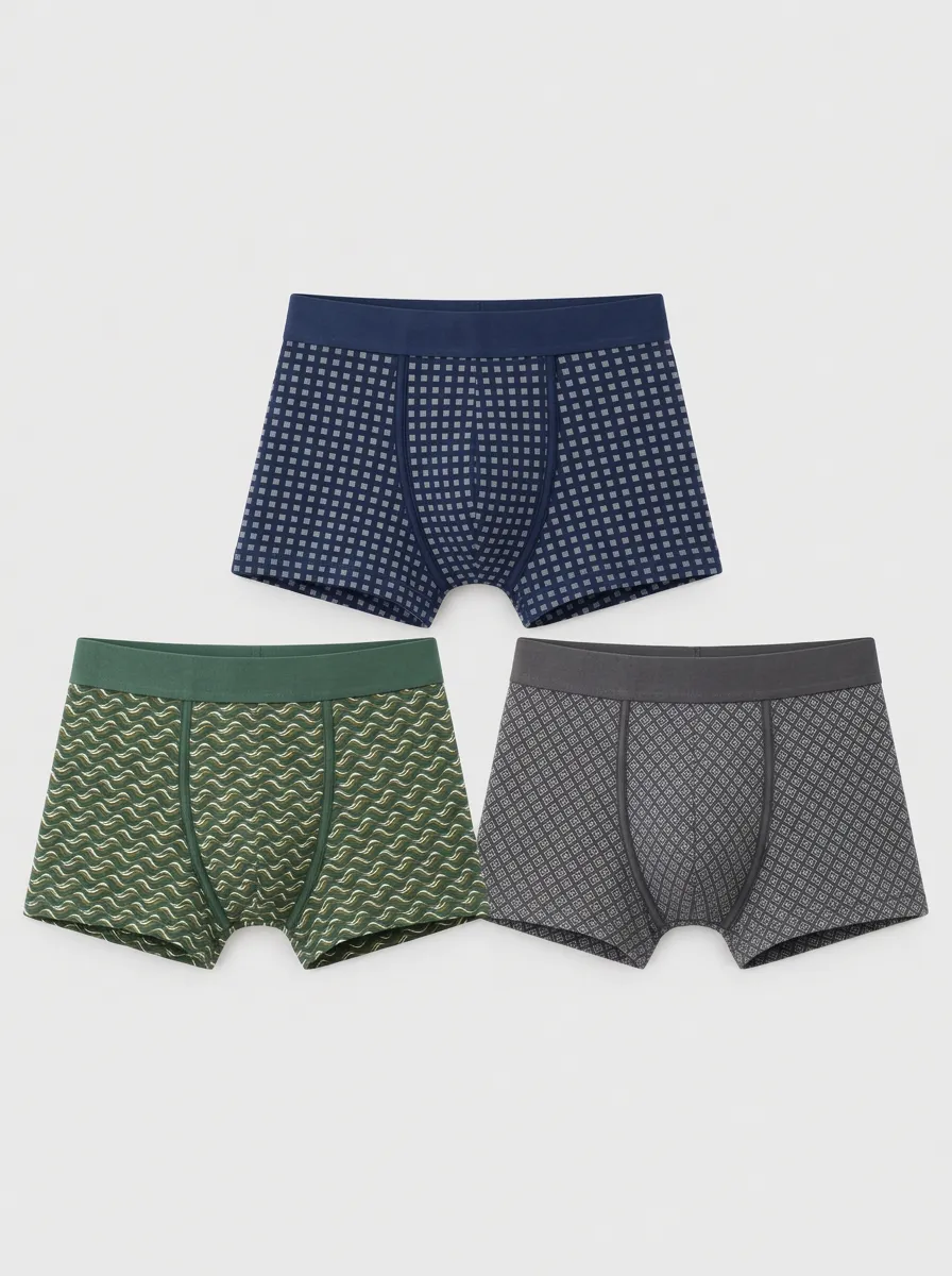 Men's Heritage Geometric Patterned Multi-Pack Printed Boxer Briefs