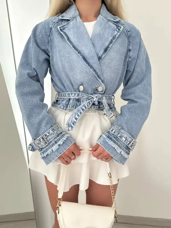 Long Sleeve Crop Denim Jacket