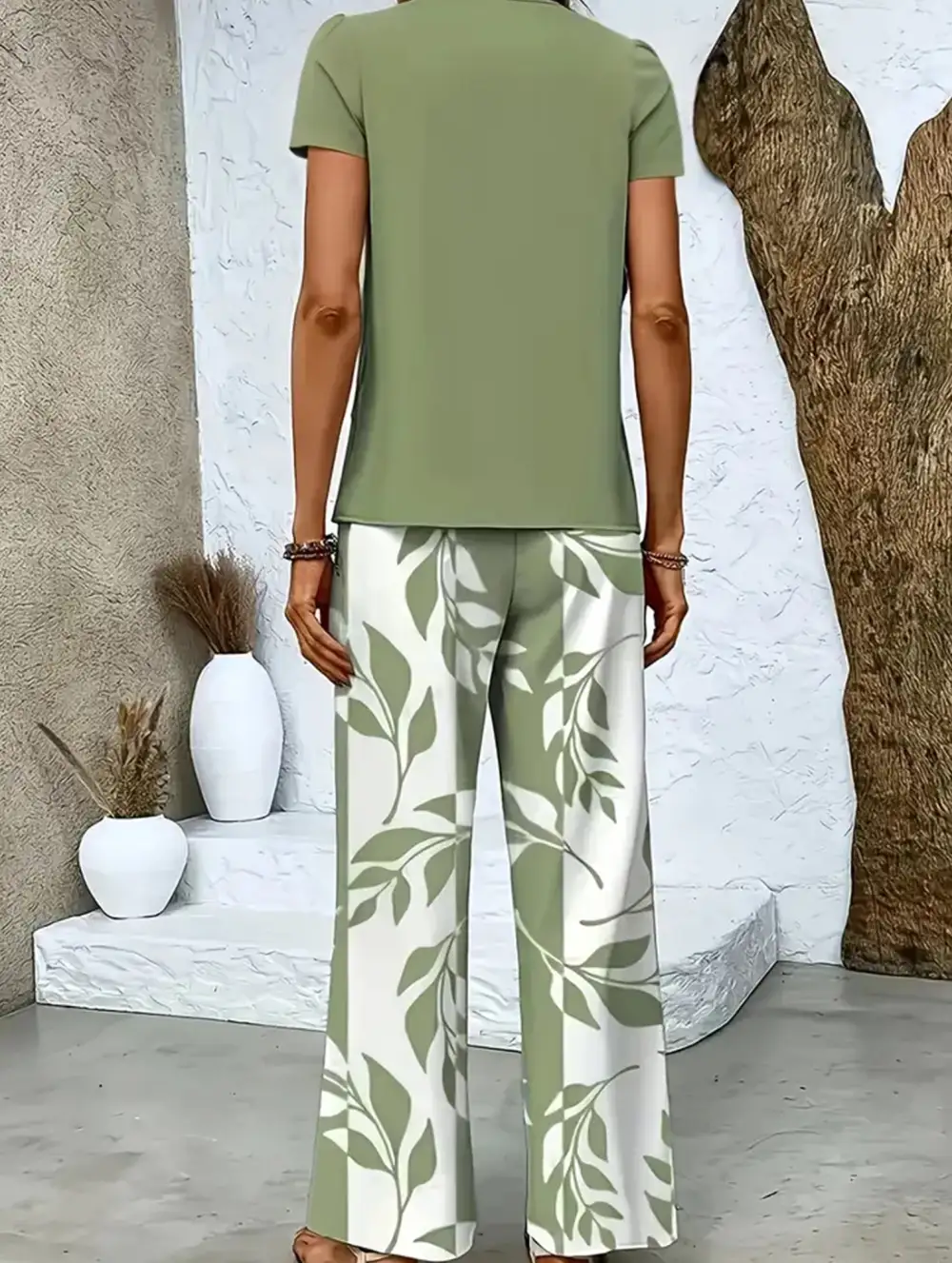 Print Top Wide-Leg Pants Set