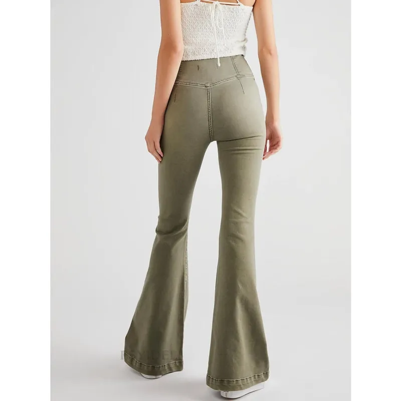 Asymmetric Waist Flare Jeans