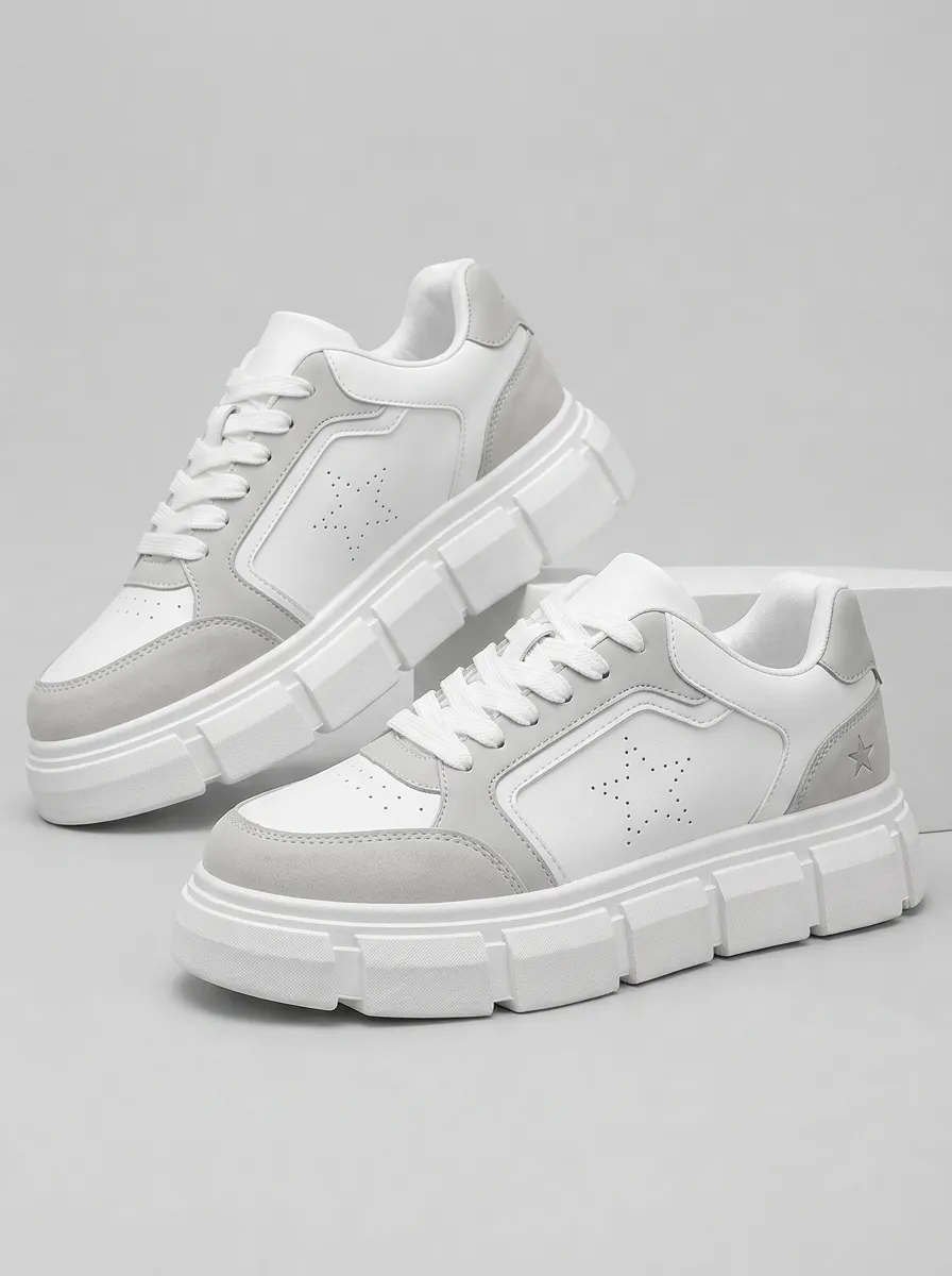 Men's Casual Star Pattern Perforated Patterned Skate Shoes