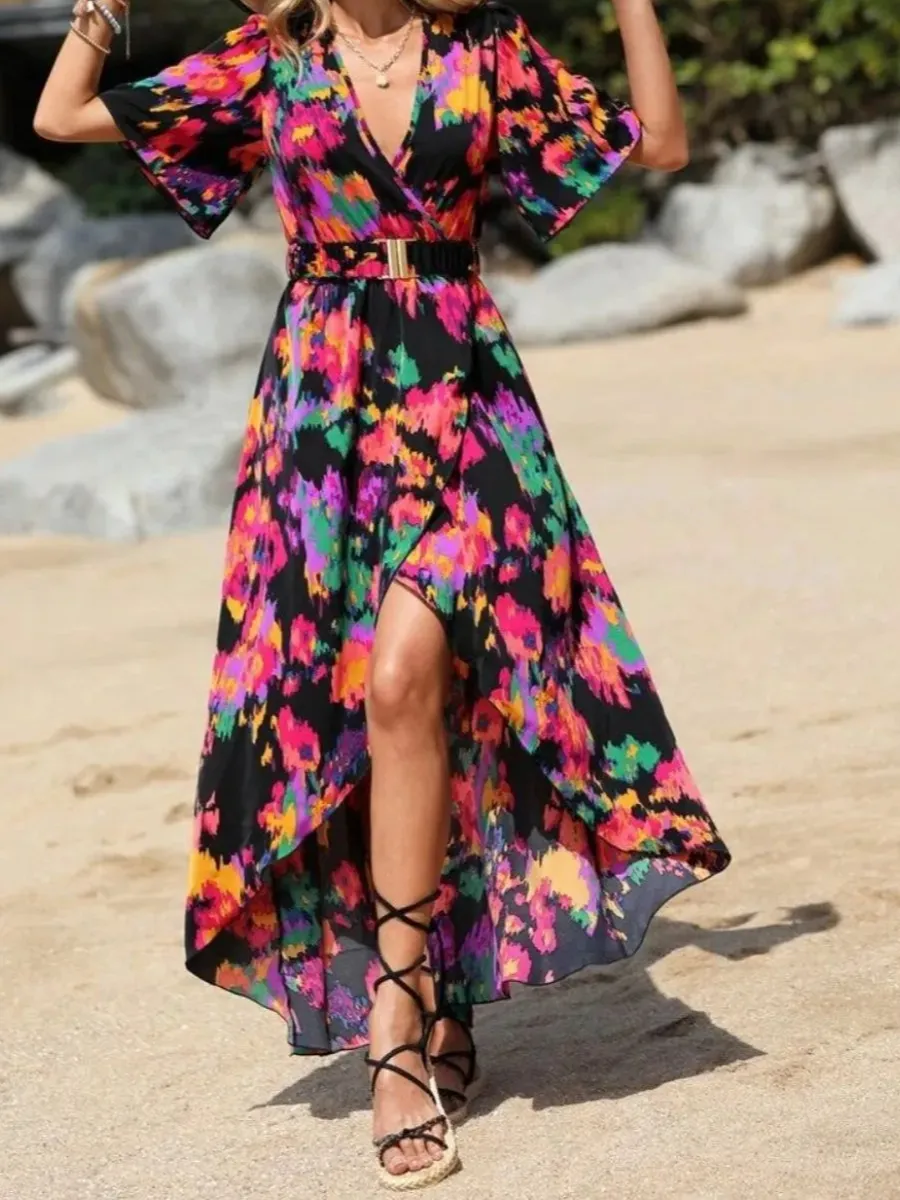Surplice Neck Maxi Dress