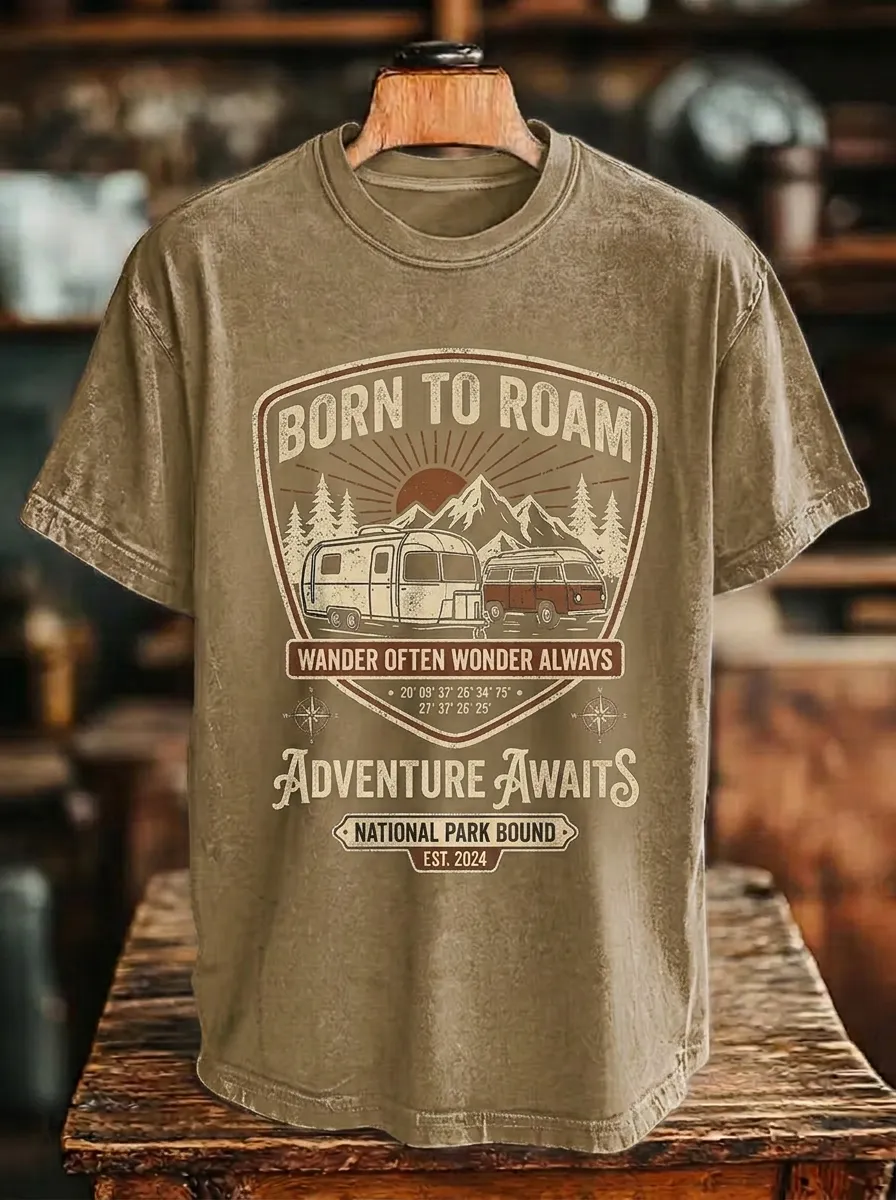 Unisex Camping Lover Mountain Van Printed T-shirt
