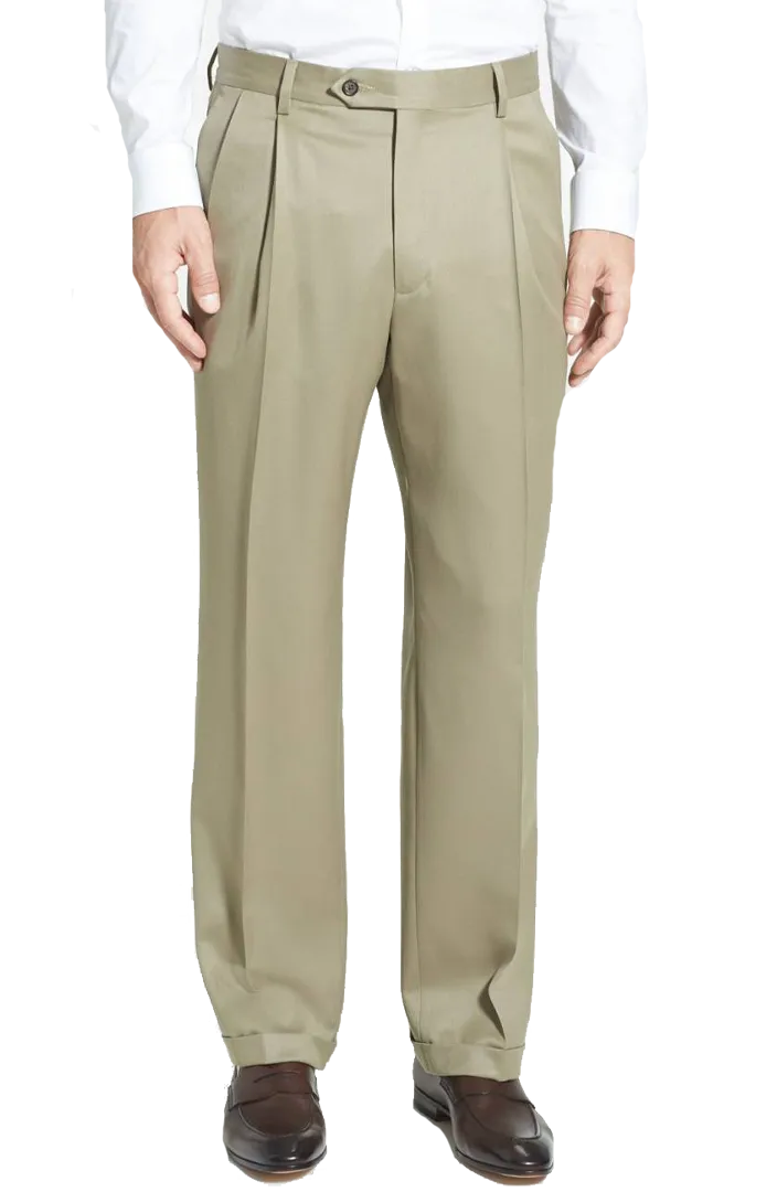 Everyday Gabardine Tropical Weave Flat Front Pleated Front Short Rise Trousers