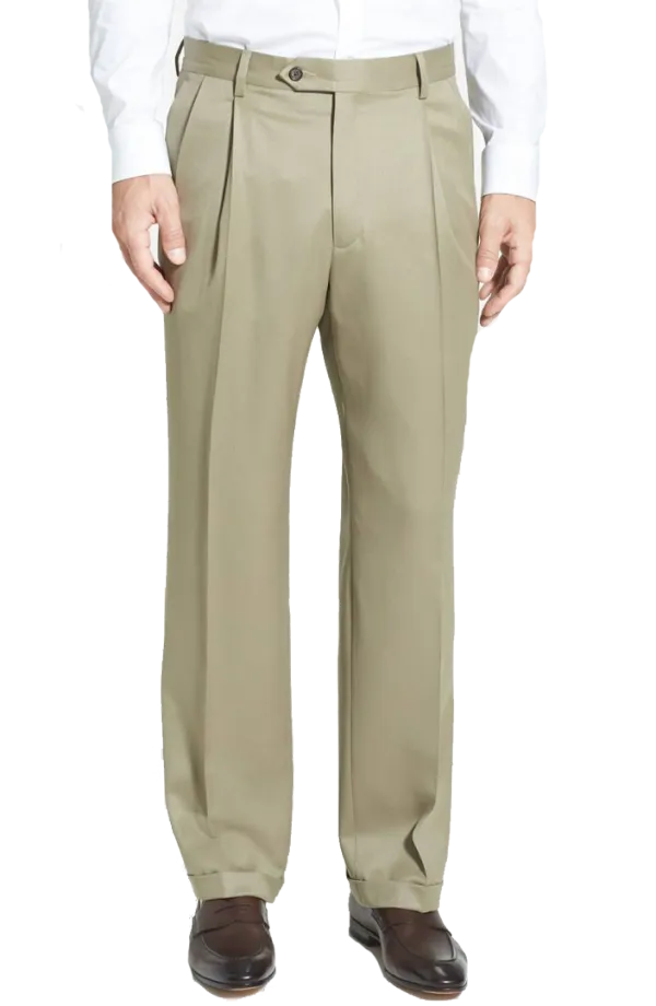 Everyday Gabardine Tropical Weave Flat Front Pleated Front Short Rise Trousers