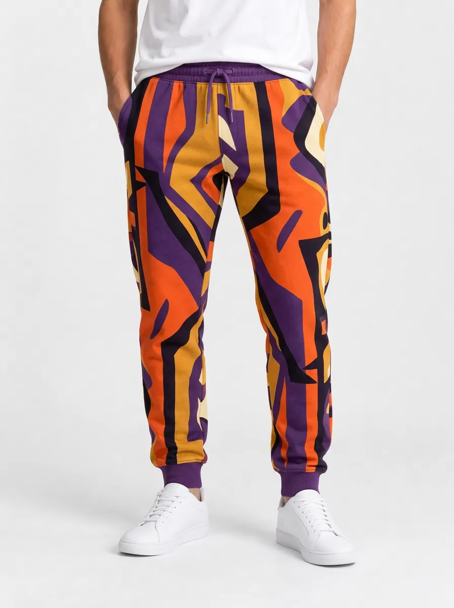 Men's Abstract Graffiti Allover Print Casual Joggers