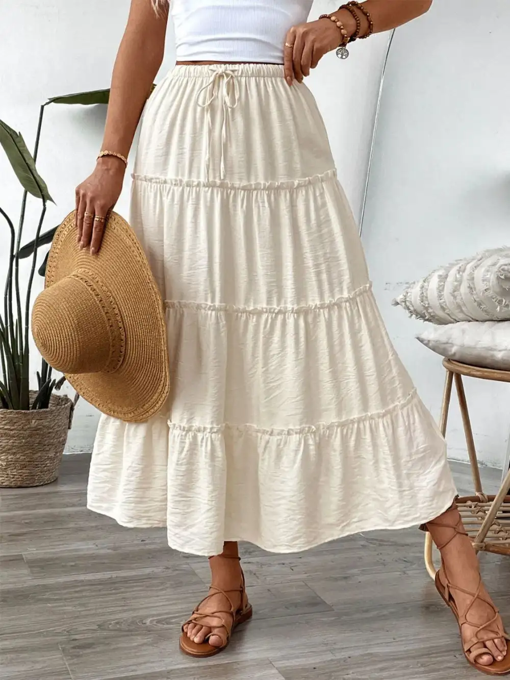 Tiered Drawstring Skirt