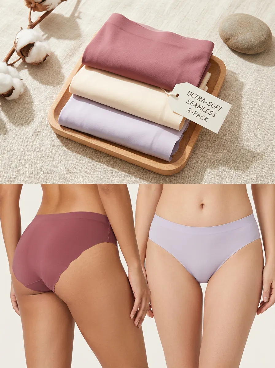 Women's Casual Seamless Solid Color Three-Pack Panties