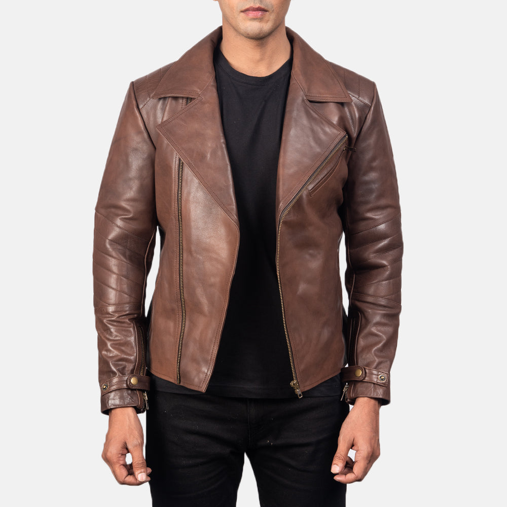 Men's Classic Bold Profile Biker Leather Jacket