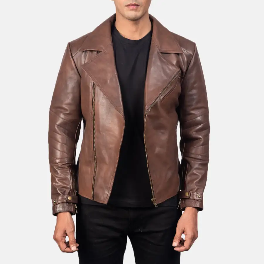 Men's Classic Bold Profile Biker Leather Jacket