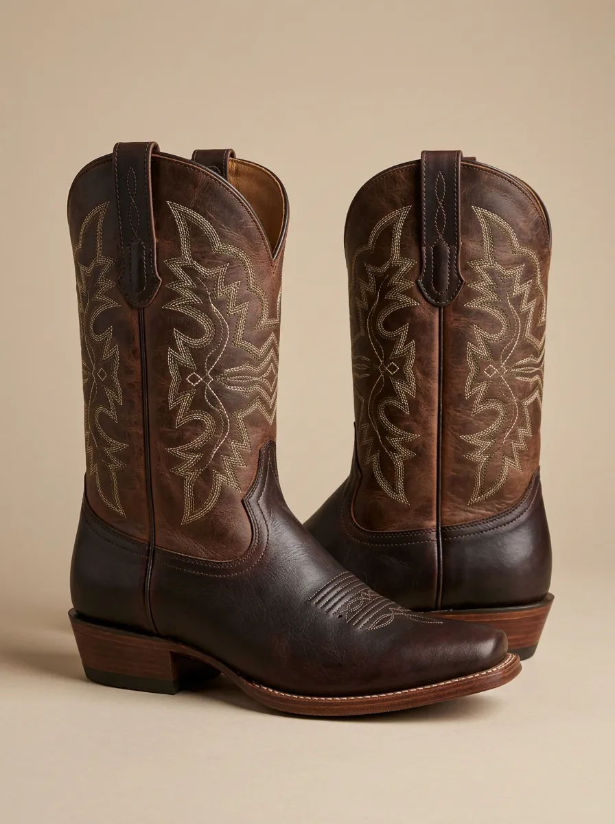 Retro Cowboy Embroidery Western Boots for Men