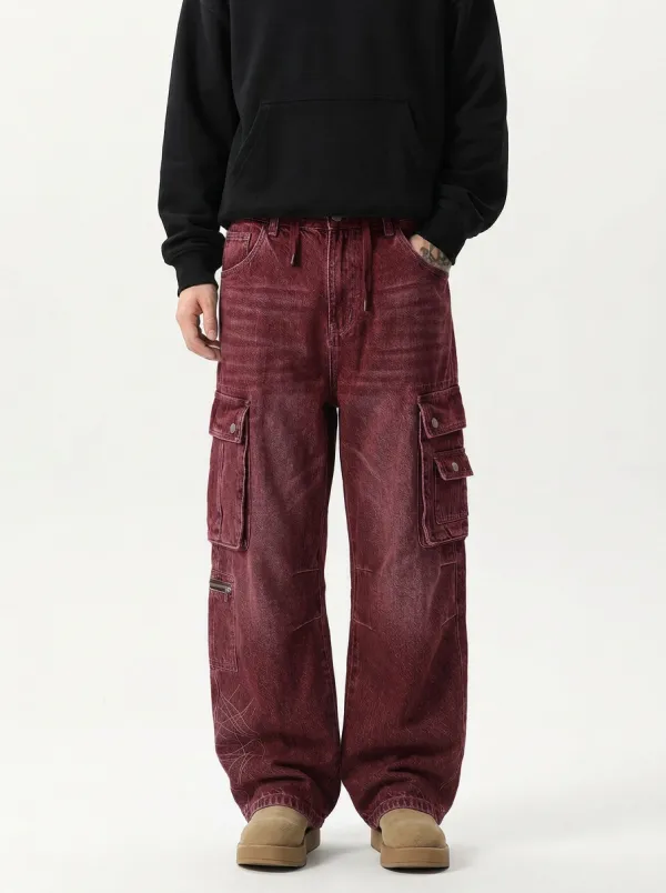 Men's Streetwear Loose Fit Embroidered Cargo Pants