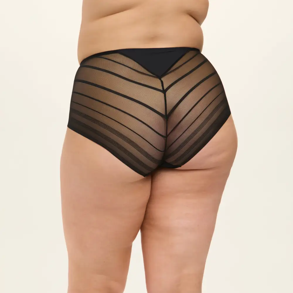 Women's Seamless Elastic Waistband Mesh Striped Shaping Supportive Fit Brief Panty
