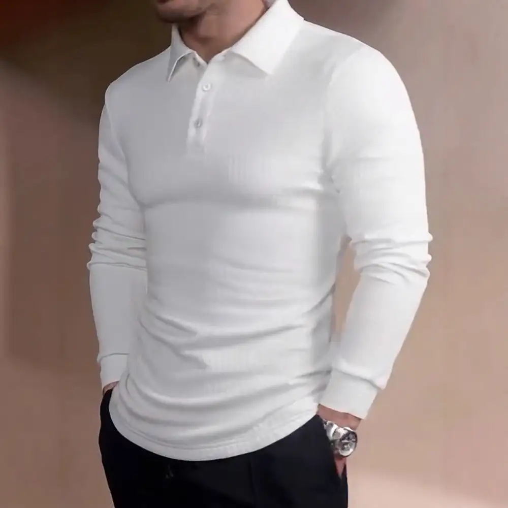 Waffle Texture Tailored Fine Knit Polo Shirt