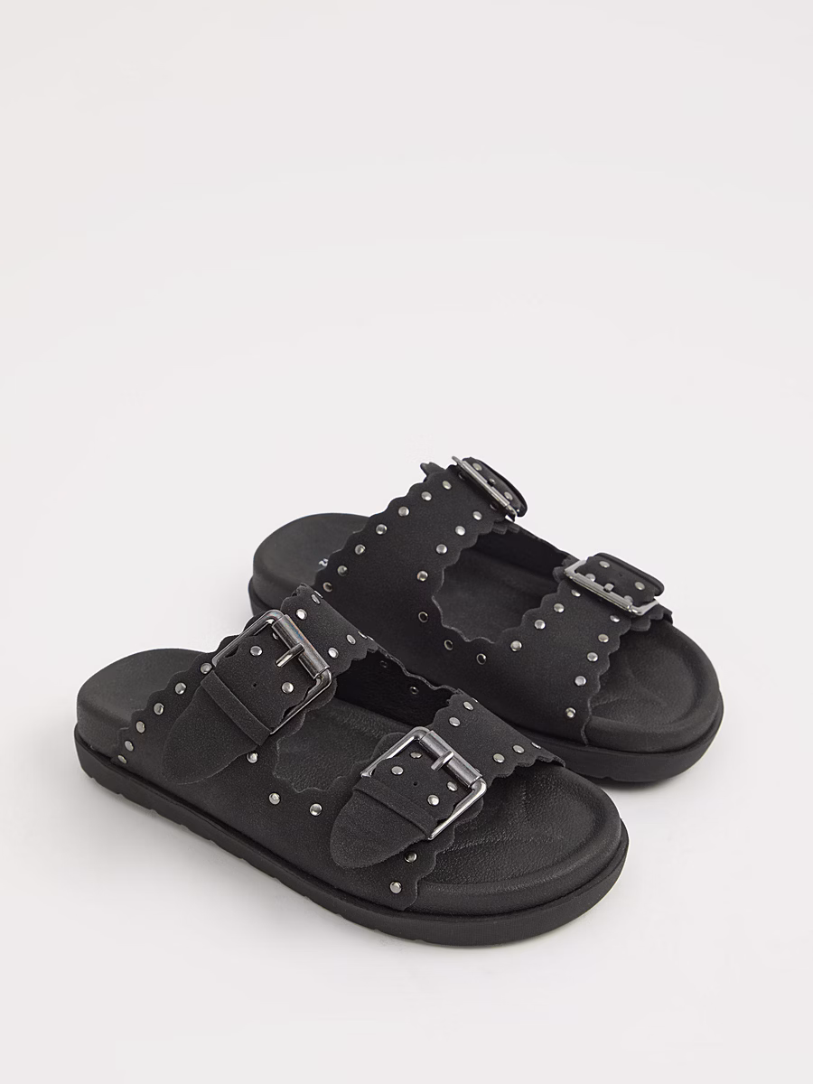 Black Studded Double Strap Sandals detail 2