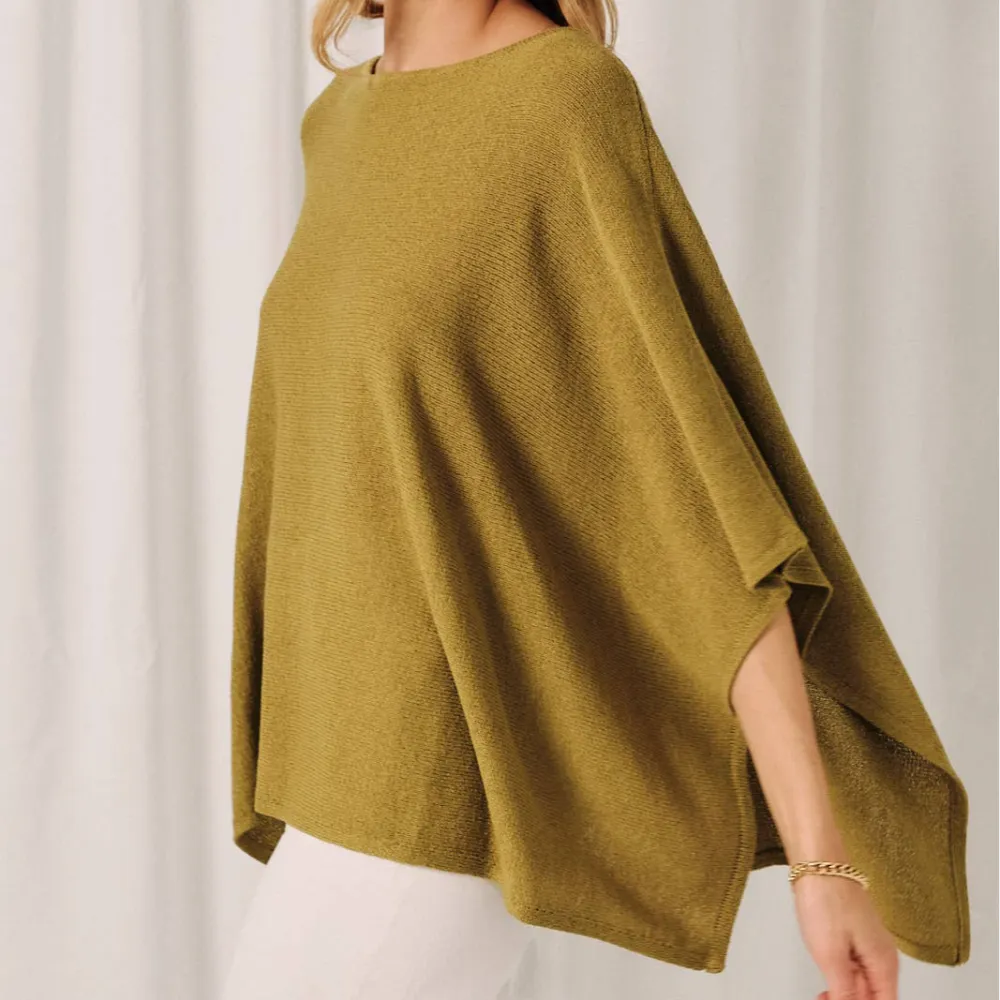 Open Knit Boat Neck Cape Sweater