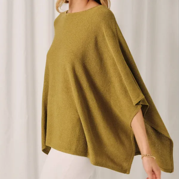 Open Knit Boat Neck Cape Sweater