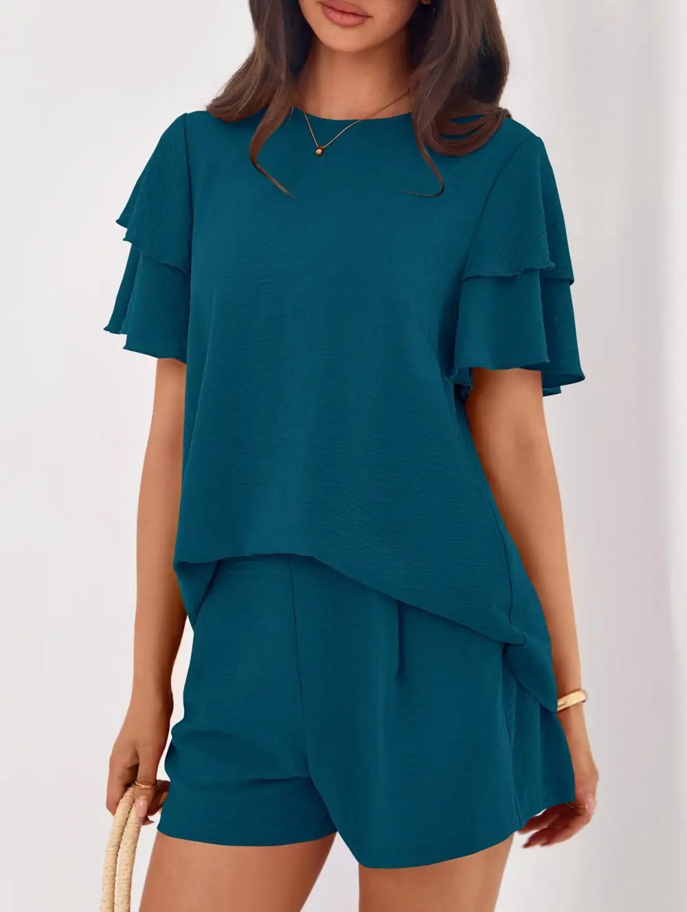 Crew Neck Top Two Piece Set