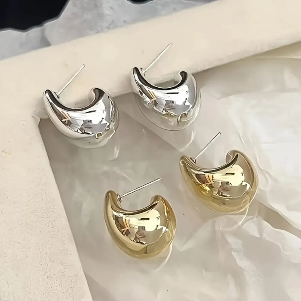 Retro Teardrop C-Shape Earrings