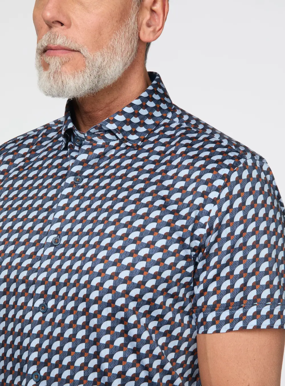 Fan Motif Sateen Shirt