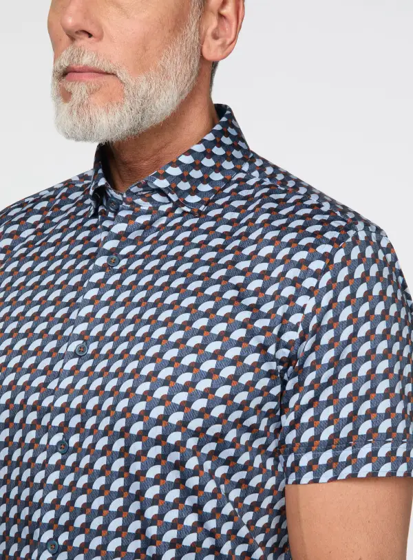 Fan Motif Sateen Shirt