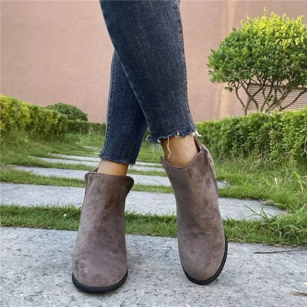 Side Zipper Wedge Boots
