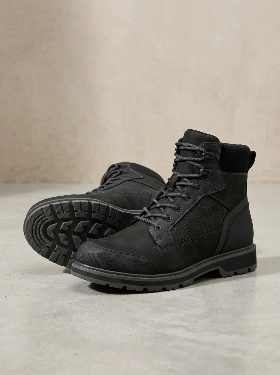 Men's Classic Hiking Topographic Map Work Boots