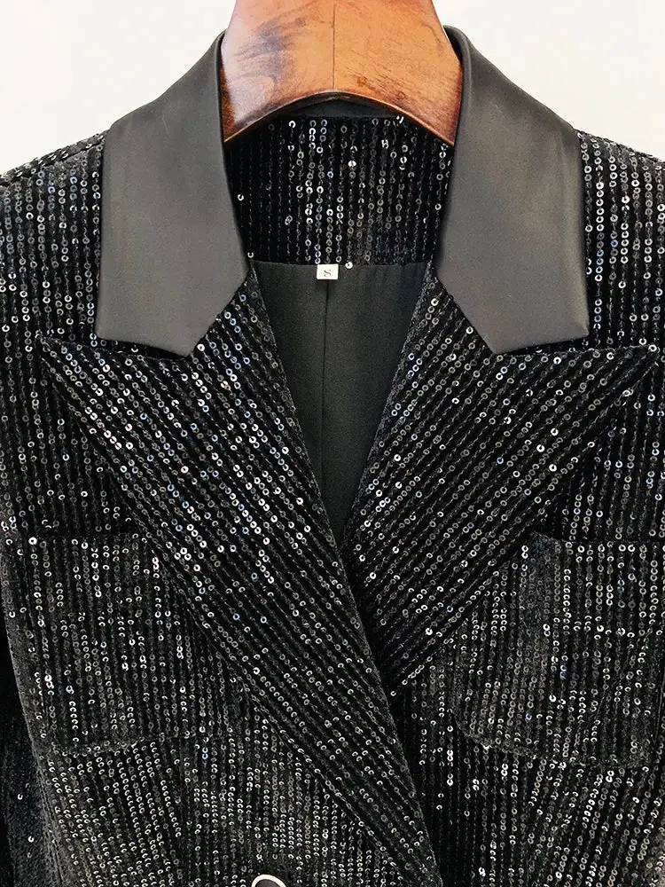 Modern Notched Collar Double Breasted Blazer