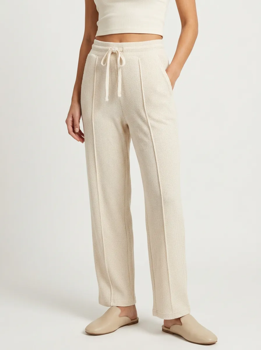 Women's Casual Lounge Waffle Knit Drawstring Pants