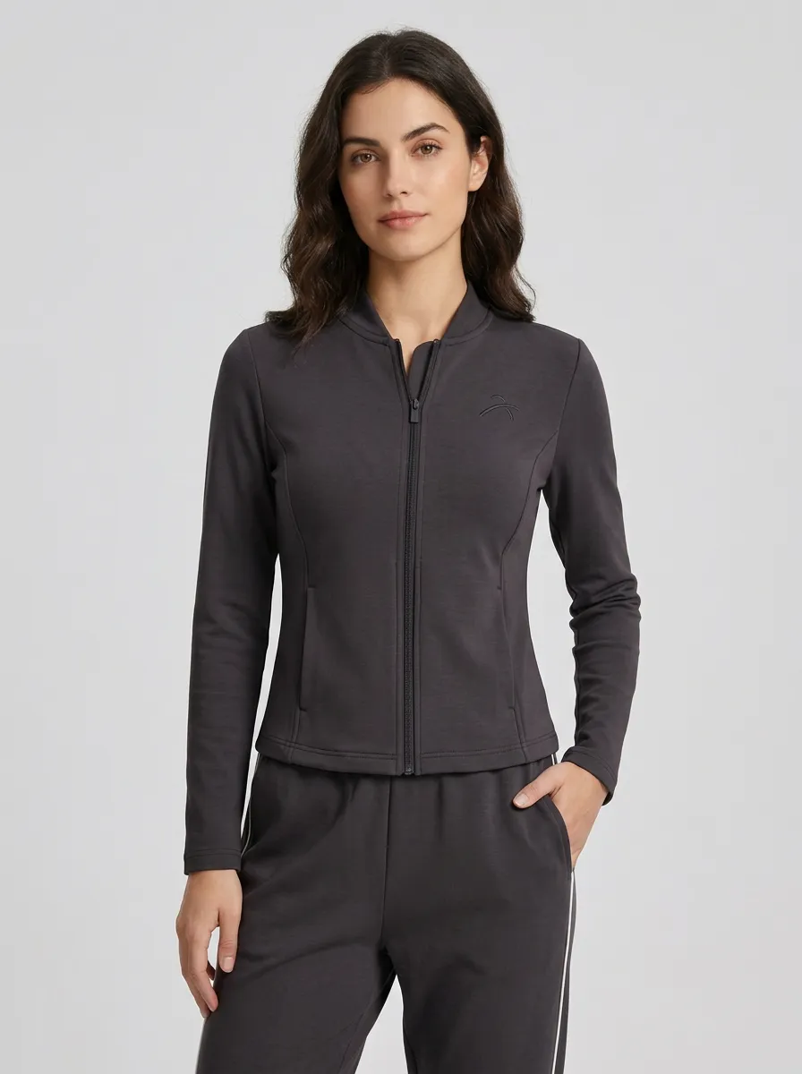 Women's Casual Sporty Blue Side-Stripe Zip-Up Tracksuit