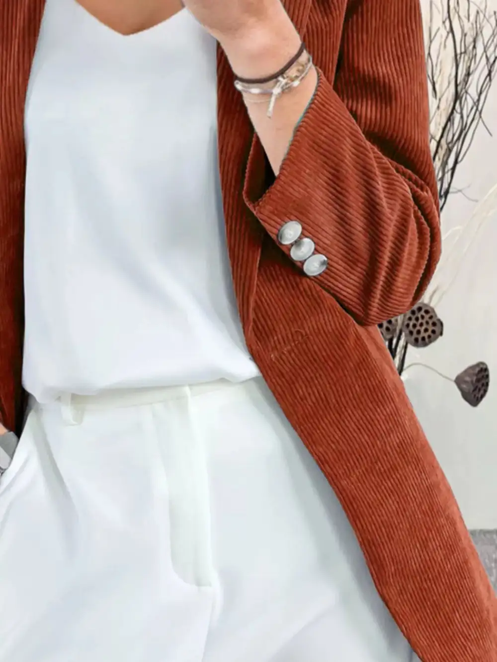 Lapel-Collar Corduroy Blazer