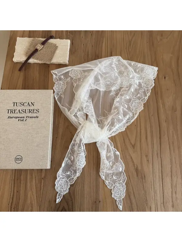 Floral Lace Triangle Scarf