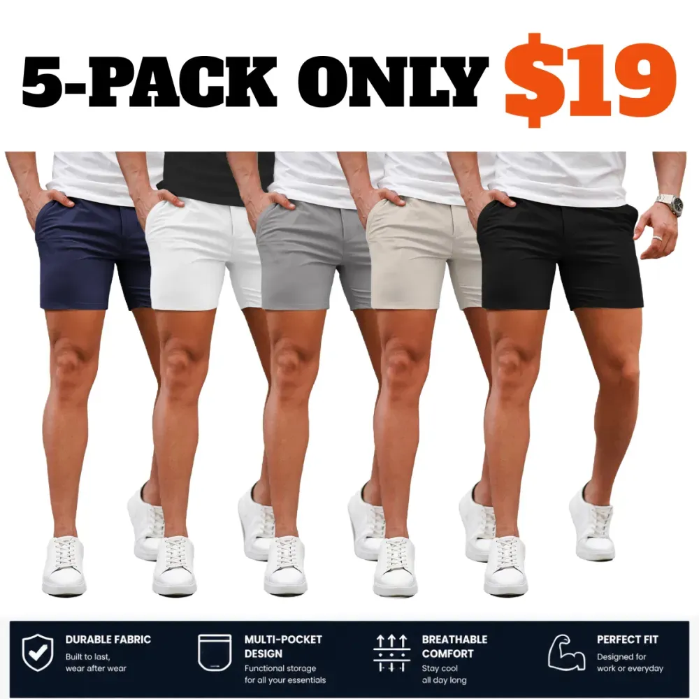Men's 5 Inch Casual Stretch Slim Fit Chino Shorts
