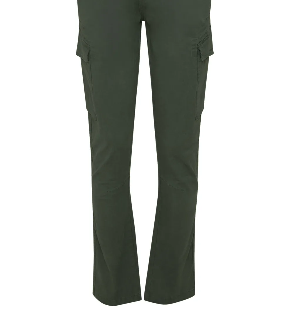 Men's Khaki Green Slim-Fit Cargo Style Pants