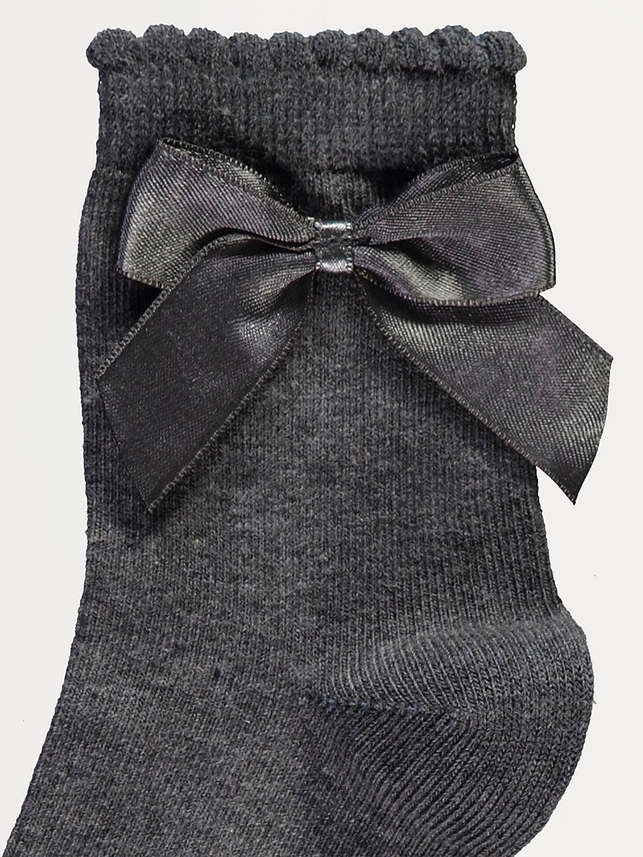 Grey Bow Cotton Rich Ankle Socks 3 Pack detail 1