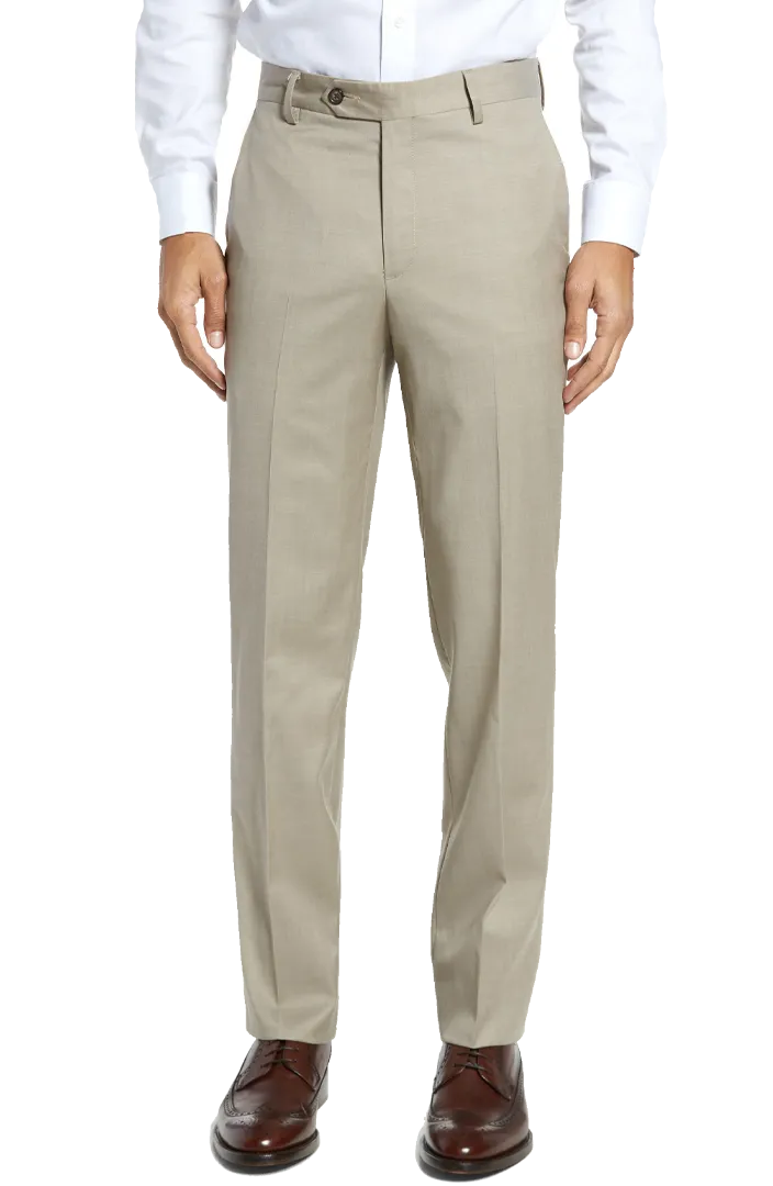 Gabardine Stretch Flat Front Regular Rise Slim Fit Trousers