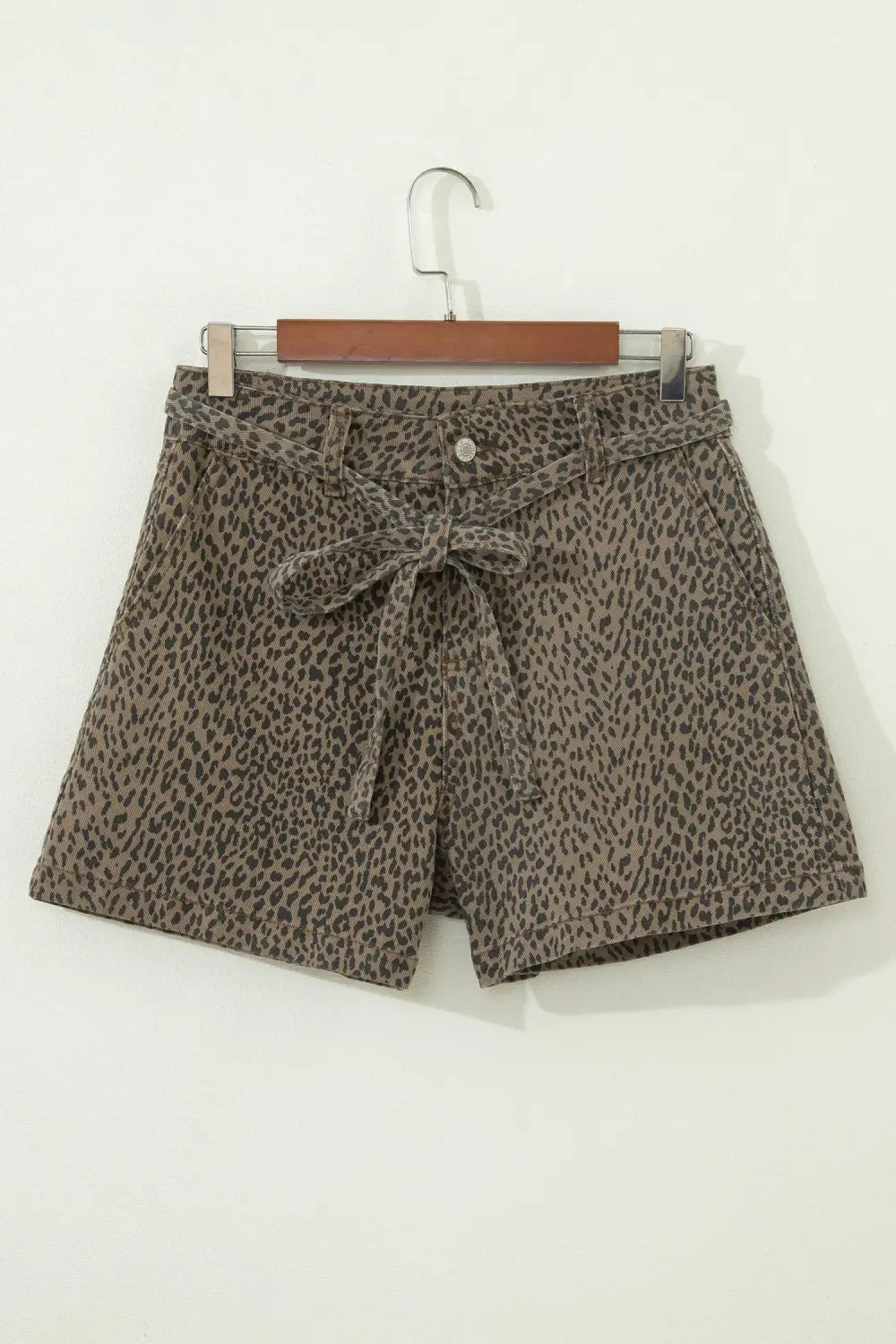 Refined Leopard-Print Denim Shorts
