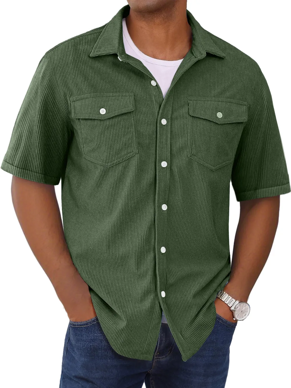 Garment Washed Double Pocket Shirt