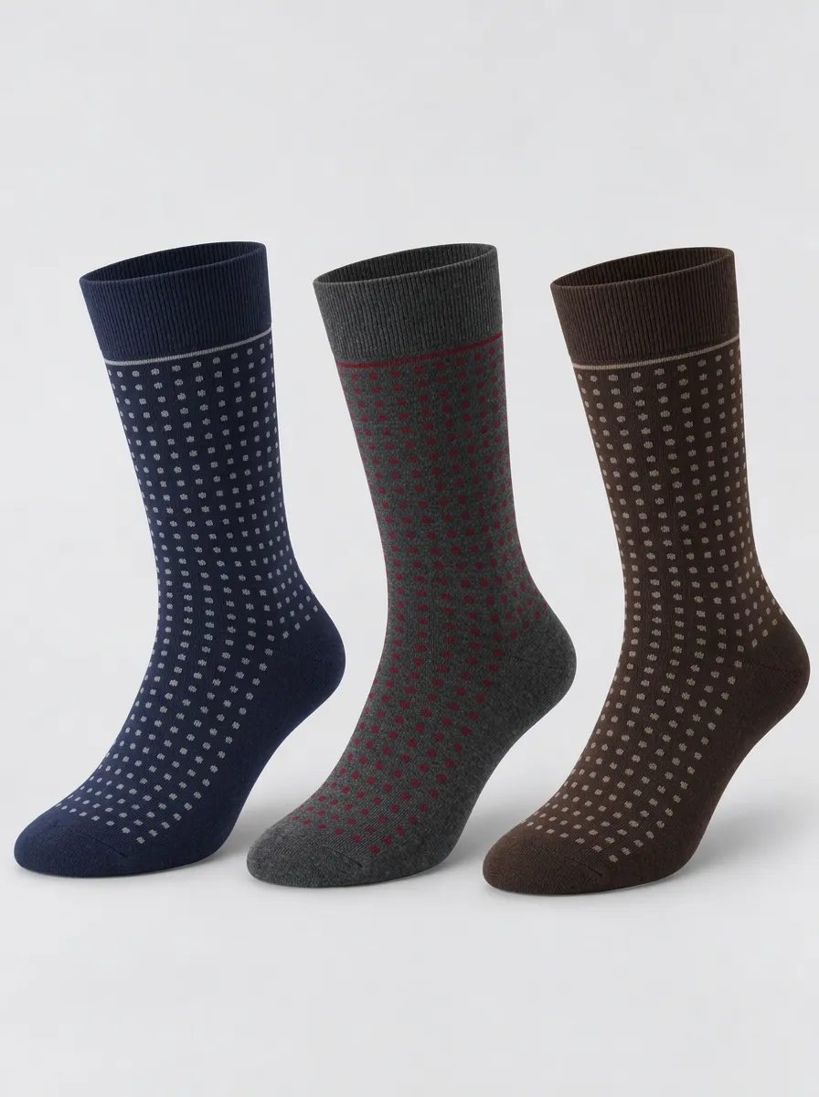 Men's Business Casual Polka Dot Pattern Printed Socks 3-Pack
