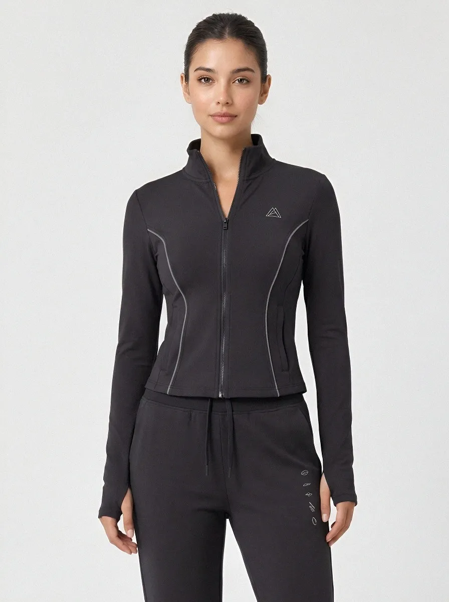Women's Brown Athletic Zip-Up Jacket and Jogger Tracksuit