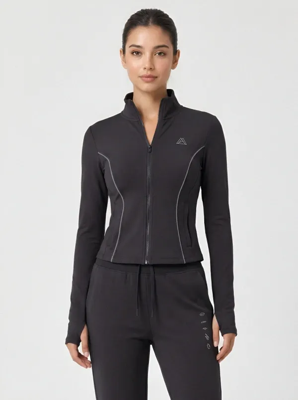 Women's Brown Athletic Zip-Up Jacket and Jogger Tracksuit