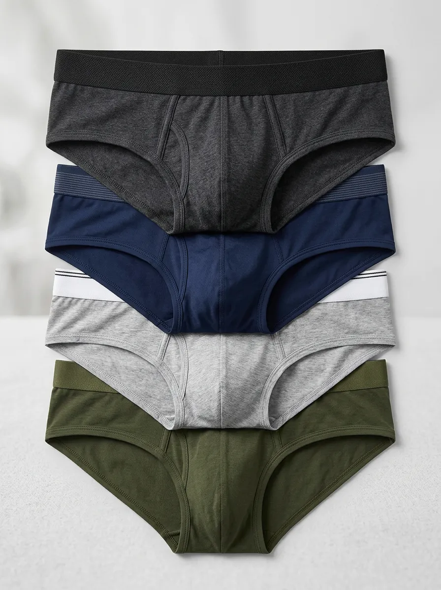 Men's Multi-Color Solid Basic Cotton Briefs Underwear