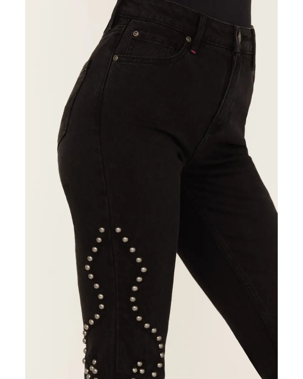 High Rise Flare Studded Jeans