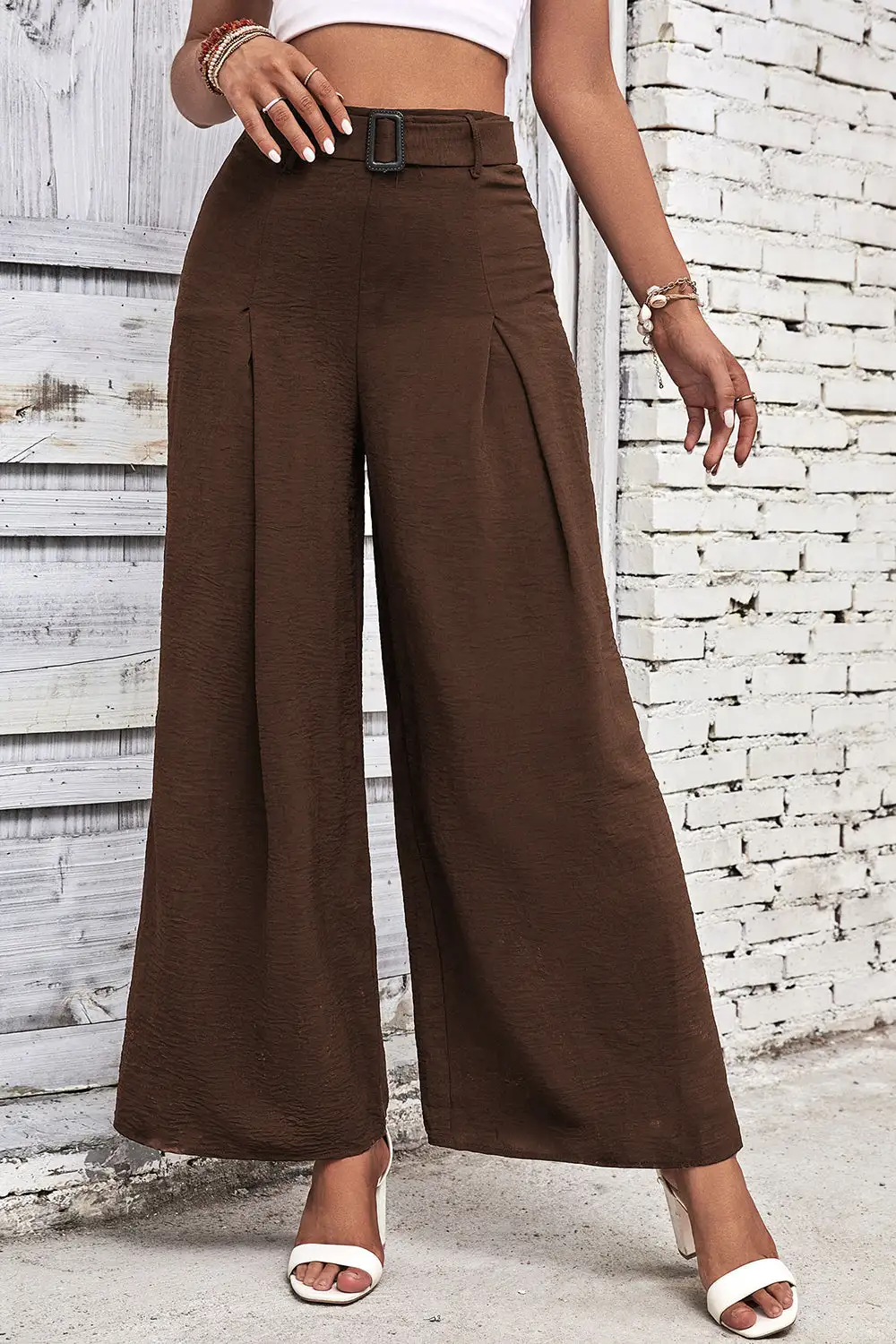 Wide Leg High Waist Ruched Versatile Pants