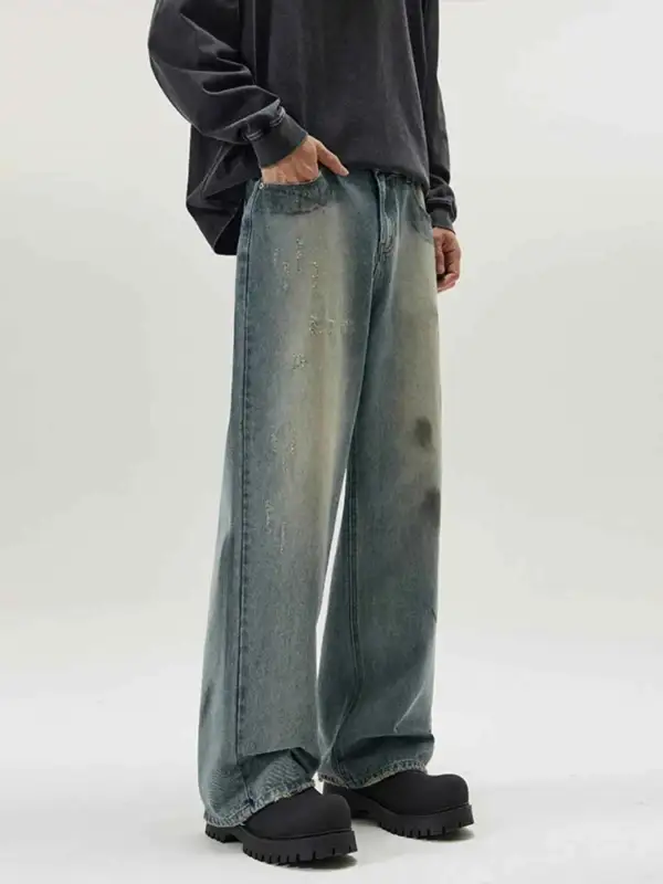 Washed Wide Leg Relaxed Fit Jeans
