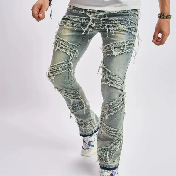 Patchwork Cat Whisker Jeans