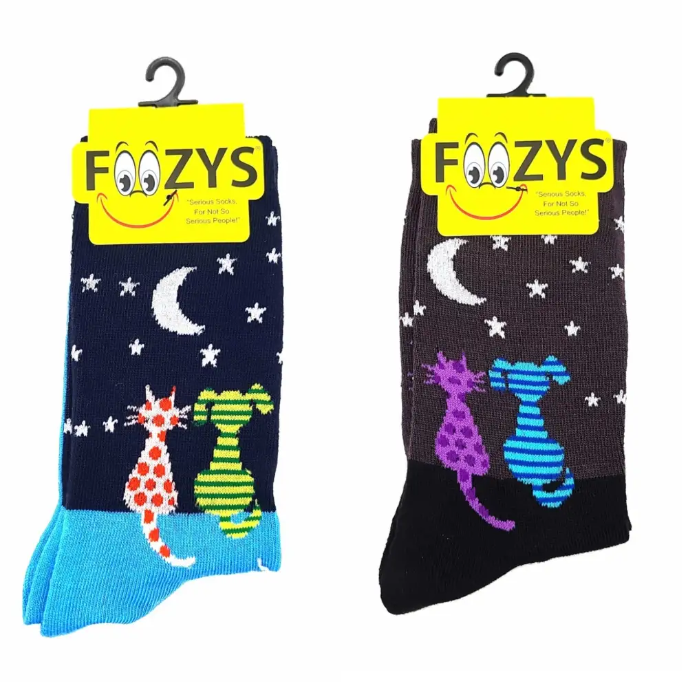 Unisex Cat & Dog Moonlight Crew Socks