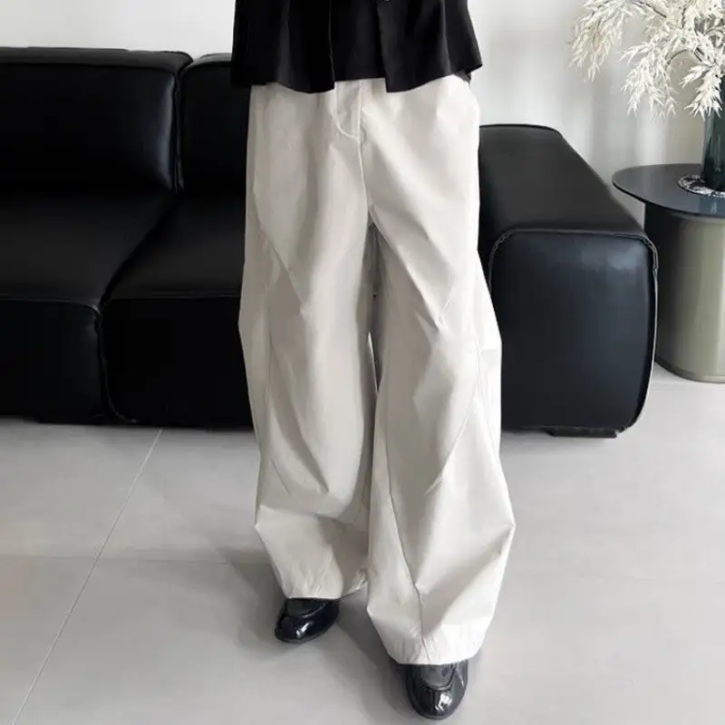 Women's Wide Leg Loose Fit Pleated Curved Cut Pants